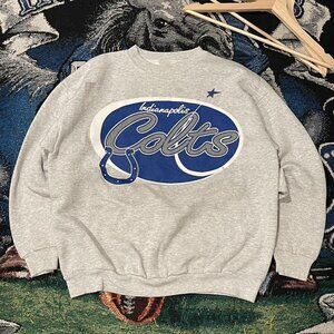 90s Grey & Blue Indianapolis Colts Crewneck Sweatshirt Vintage Gildan